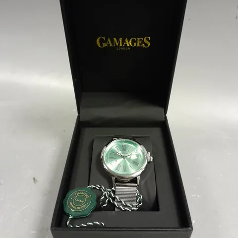 GAMAGES LONDON LADIES SOPHISTICATED STEEL BLUE DIAL WATCH 