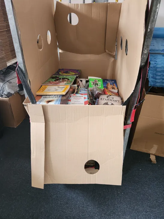 CAGE OF A SIGNIFICANT QUANTITY OF ASSORTED BOOKS BY CAROLINA BUZIO, JENNETTE MCCURDY, THE HAIRY BIKERS, JOHN COATES, JEFF KINNEY,  TERRY NATION, ROBERT GODDARD,  ANDREW LLOYD WEBBER, ETC