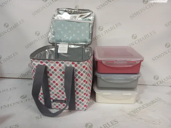 LOCK & LOCK INSULATED PICNIC BAG WITH 3 CONTAINERS