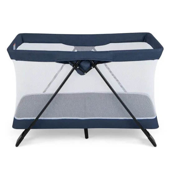 BOXED PORTABLE BABY TRAVEL CRIB WITH REMOVABLE MATTRESS AND WASHABLE COVER - NAVY