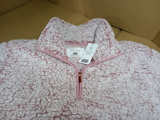 F&F DUSTY PINK BORG LOUNGEWEAR JUMPER - LARGE