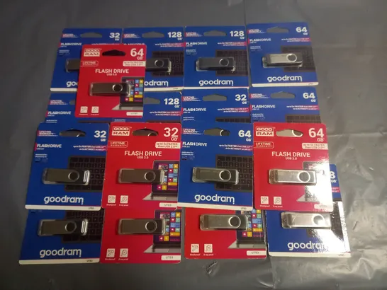 LOT OF 17 BRAND NEW USB FLASH DRIVES - VARIOUS SIZES 