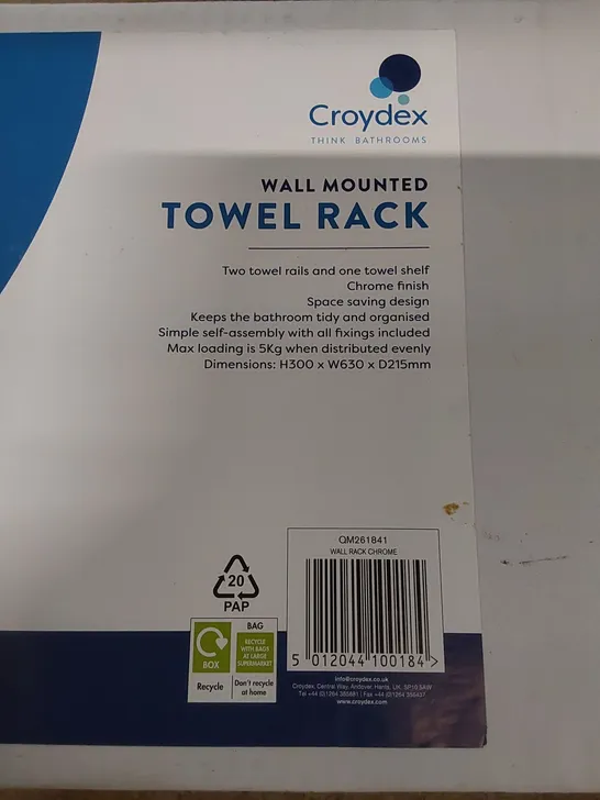 BOXED CROYDEX WALL MOUNTED TOWEL RACK 