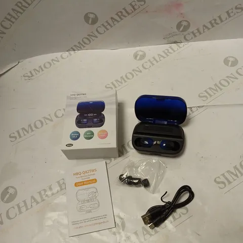 BOXED HBQ-Q82TWS BLUETOOTH WIRELESS EARBUDS WITH ACCESSORIES, USB CABLE AND MANUAL