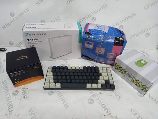 SEVEN ASSORTED ELECTRICAL PRODUCTS TO INCLUDE; SCENTSY, RED THUNDER KEYBOARD AND TP LINK VX230V