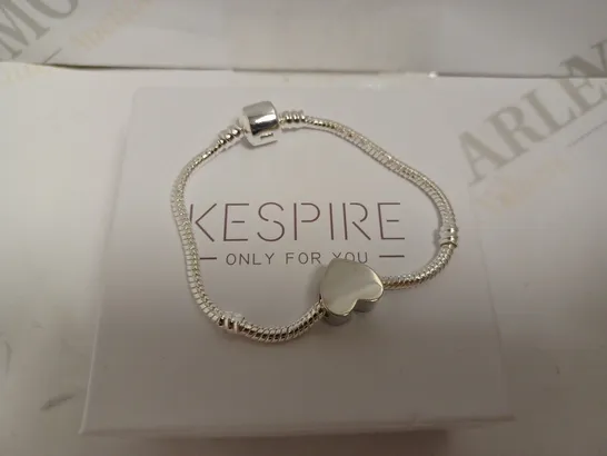 KESPIRE SILVER EFFECT CHARM BRACELET WITH HEART DETAIL