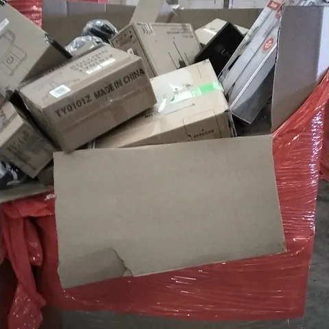 PALLET OF ASSORTED ITEMS INCLUDING BASKETBALL ELECTRONIC, ROLLING STOOL, AND BLENDER ETC.