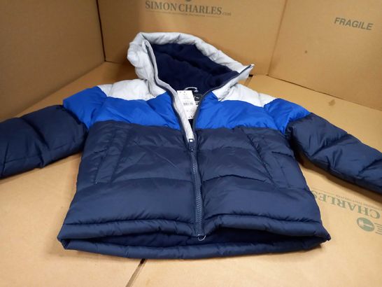 GEORGE FLEECE LINED GREY/BLUE HOODED PADDED WINTER COAT - AGE 6/7YRS