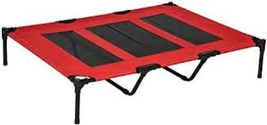 BOXED PAWHUT RAISED DOG BED COOLING ELEVATED PET COT WITH BREATHABLE MESH FOR INDOOR OUTDOOR USE RED, XX LARGE, 122 X 92 X 23CM