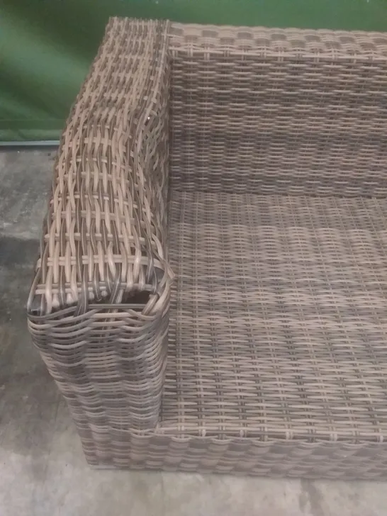 RATTAN EFFECT 3 SEATER GARDEN SOFA BROWN