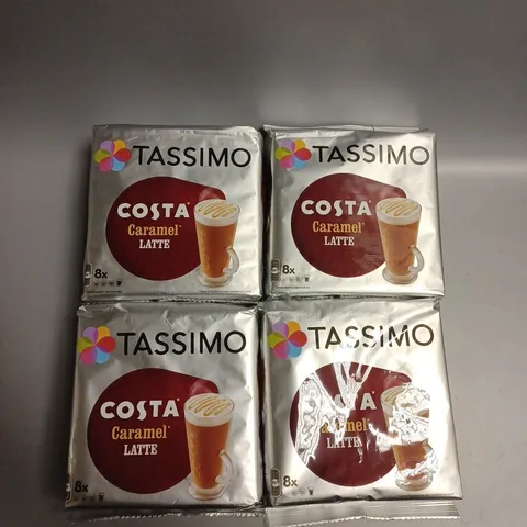 4 X SEALED (8 PODS PER PACK) TASSIMO COSTA CARAMEL LATTE COFFEE PODS