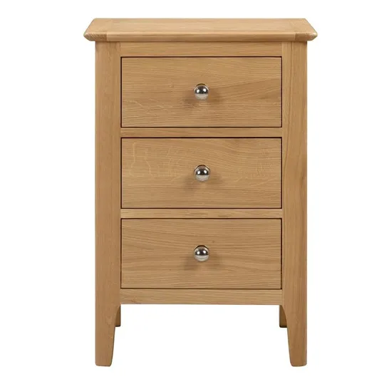 BOXED MAPLEVIEW MANUFACTURED WOOD + SOLID WOOD BEDSIDE TABLE WITH 3 DRAWERS (1 BOX)