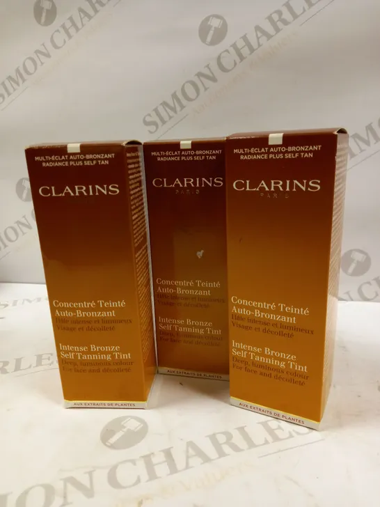 LOT OF APPROX 12 CLARINS PARIS INTENSE BRONZE SELF TANNING TINT 12 X 125ML