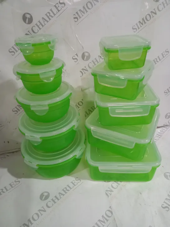 LOCK & LOCK 10PC ROUND & SQUARE 100ML-2.1L CONTAINER SET GREEN