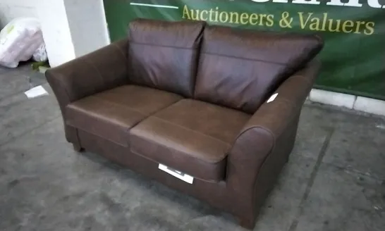 QUALITY BRITISH DESIGNER TAN LEATHER 2 SEATER SOFA