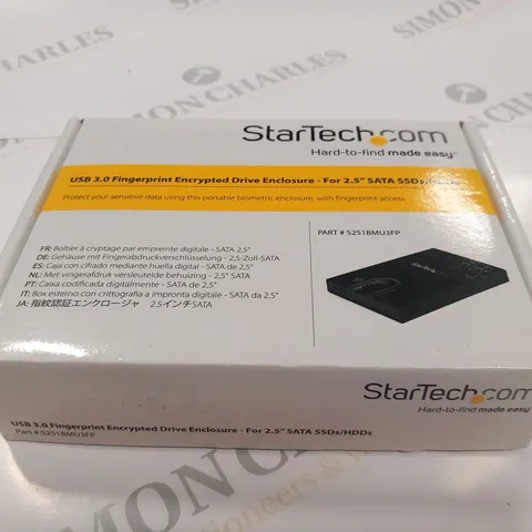 BOXED STARTECH USB 3.0 FINGERPRINT ENCRYPTED DRIVE ENCLOSURE FOR 2.5" SATA SSDS/HDDS