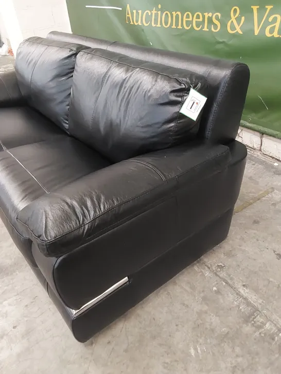 DESIGNER LEATHER 3 SEATER SOFA - BLACK