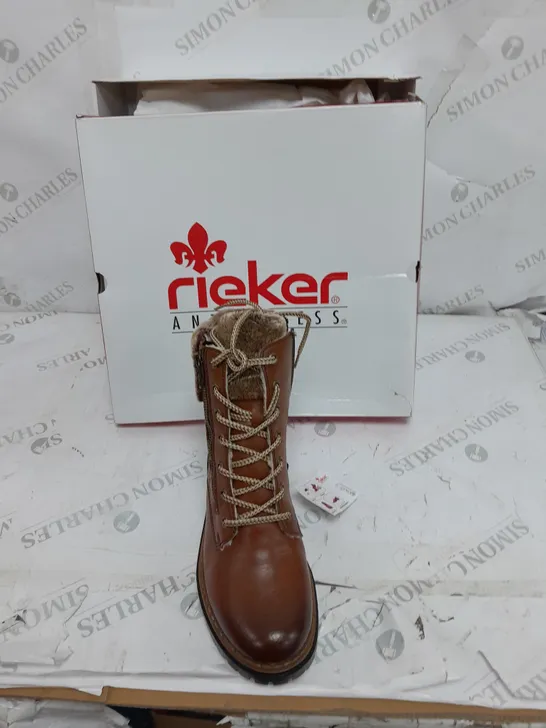 BOXED RIEKER FUR CUFF BOOTS BROWN SIZE 4