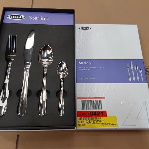 BOXED STELLAR STERLING 24 PIECE STAINLESS STEEL CUTLERY SET - SERVICE FOR 8 (1 BOX)