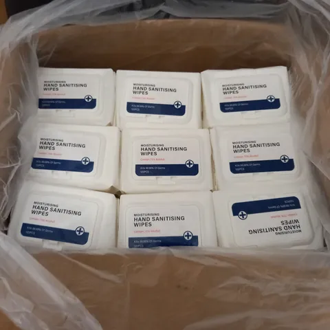 LOT OF 45 PACKETS OF MOISTURISING HAND SANITISING WIPES   