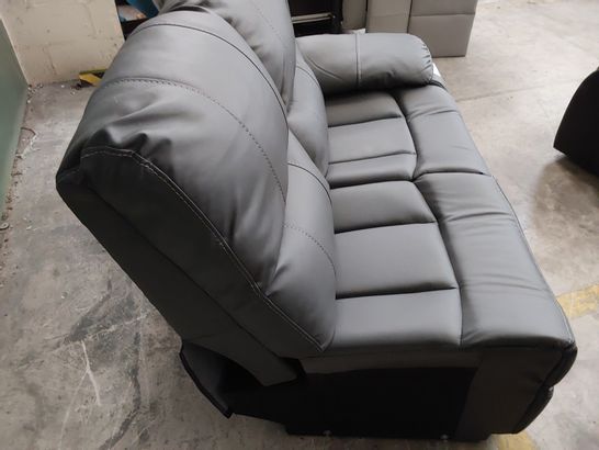 DESIGNER DARK GREY LEATHER MANUAL RECLINING SOFA SECTION