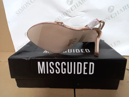 PAIR OF BOXED MISSGUIDED BASIC BARELY ROSE GOLD HIGH HEELS SIZE 7