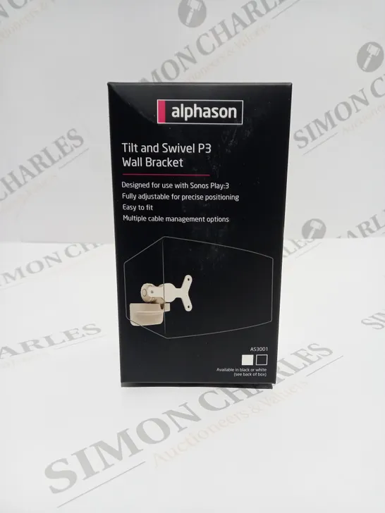 APPROXIMATELY 9 BRAND NEW BOXED AND SEALED ALPHASON TILT AND SWIVEL P3 WALL BRACKET WHITE AS3001W 