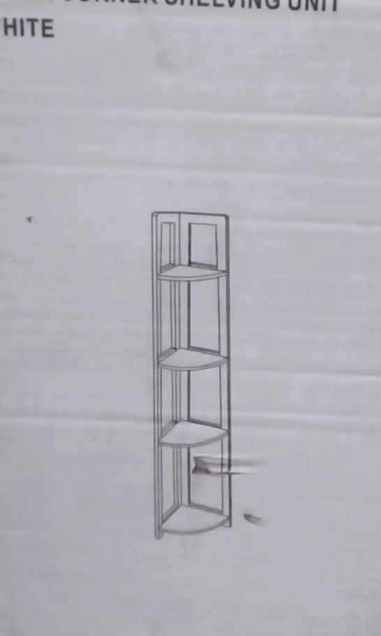 BOXED 4 TIER CORNER SHELVING UNIT IN WHITE 