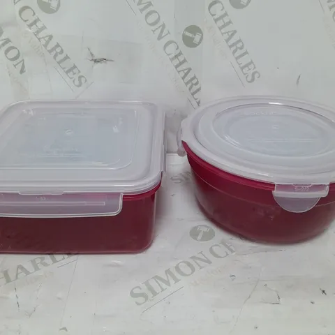 BOXED LOCKNLOCK ROUND & SQUARE CONTAINER SET IN BERRY COLOUR
