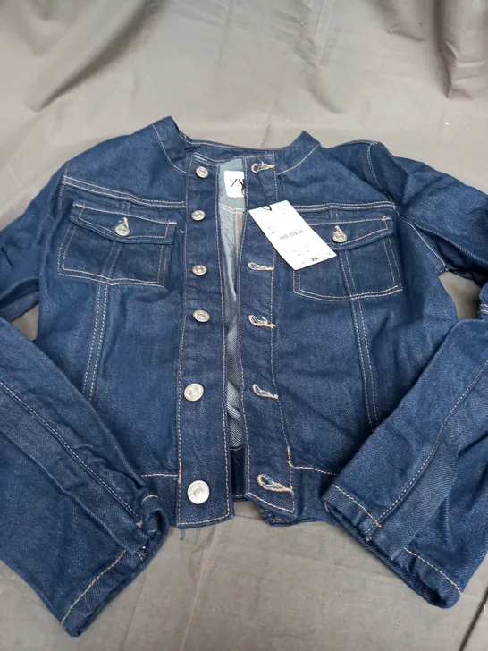 ZARA DARK DENIM BUTTON UP JACKET - EUR XS