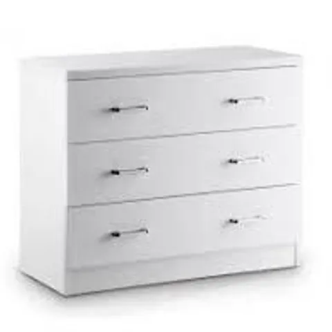 BOXED NOVELLO 3 DRAWER CHEST OF DRAWERS IN WHITE GLOSS (1 BOX)