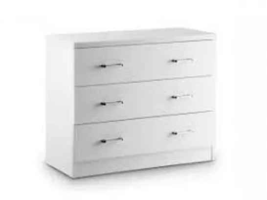 BOXED NOVELLO 3 DRAWER CHEST OF DRAWERS IN WHITE GLOSS (1 BOX)