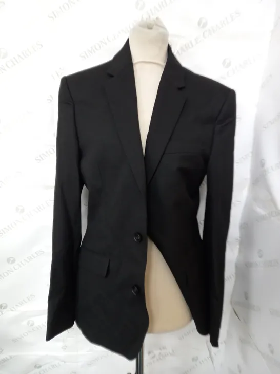 ASOS DESIGN BLACK BLAZER WITH PURPLE LINING - UK 34