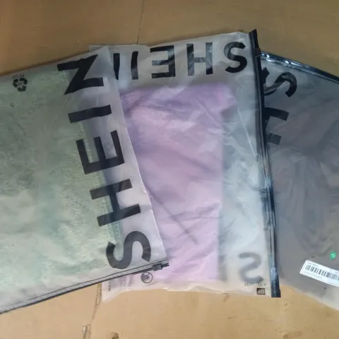 BOX OF APPROXIMATELY 10 ASSORTED SHEIN CLOTHING AND FASHION ITEMS IN VARIOUS COLOURS AND STYLES