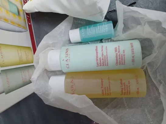 CLARINS PERFECT CLEANSING SET TO INCLUDE TONING LOTION , CLEANSING MILK , ETC