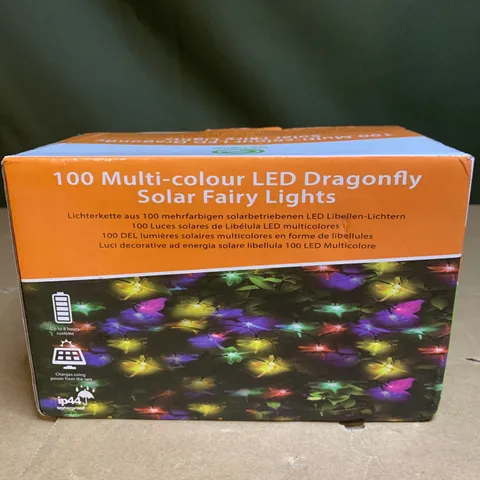 100 MULTI-COLOUR LED DRAGONFLY SOLAR FAIRY LIGHTS