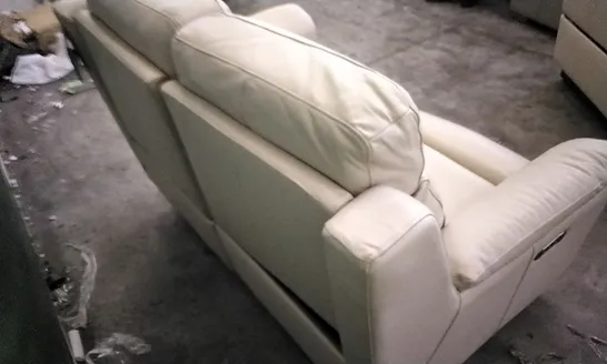 QUALITY DESIGNER CREAM LEATHER ELECTRIC RECLINING 2 SEATER SOFA 