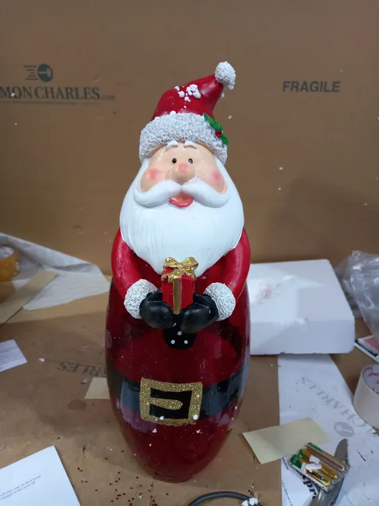 FESTIVE PRE-LIT LARGE GLASS CHRISTMAS CHARACTER - SANTA