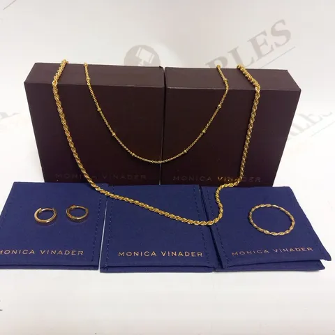 4 PIECES OF ASSORTED MONICA VINADER JEWELLERY TO INCLUDE; EARRINGS, RING AND NECKLACES