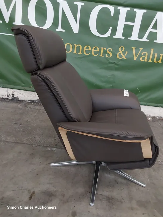 QUALITY BRITISH DESIGNER G PLAN OSLO POWER RECLINING SWIVEL CHAIR CAMBRIDGE EARTHY LEATHER 