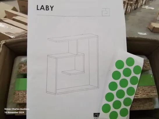 BOXED LABY STYLISH MODERN ABSTRACT SHELVING UNIT IN BRIGHT GREEN