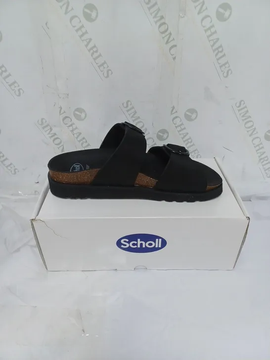 BOXED SCHOLL SOFT STEP LADIES SANDALS BUCKLE FASTENING SIZE 6 BLACK