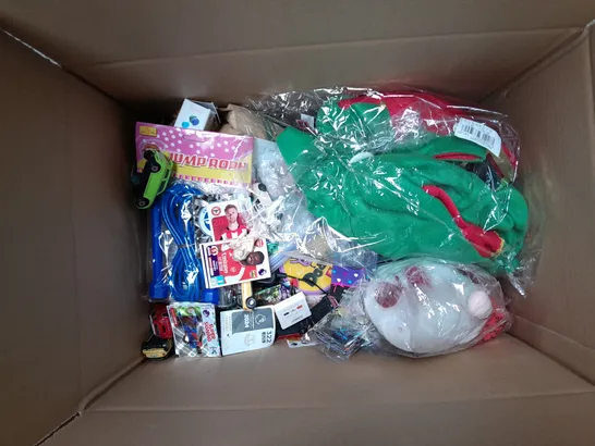 MEDIUM BOX OF ASSORTED TOYS AND GAMES TO INCLUDE TEDDIES, BALLOONS AND TRADING CARD GAME