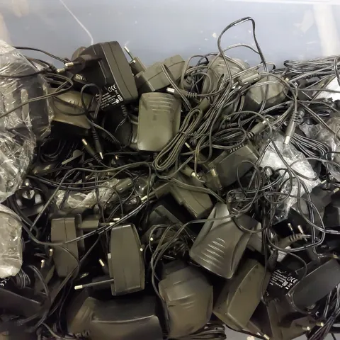 BOX OF APPROX 50 ASSORTED POWER CABLES FOR VARIOUS ITEMS