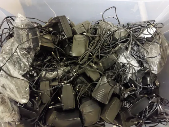 BOX OF APPROX 50 ASSORTED POWER CABLES FOR VARIOUS ITEMS