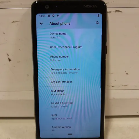 NOKIA 3.1 ANDROID ONE MOBILE PHONE