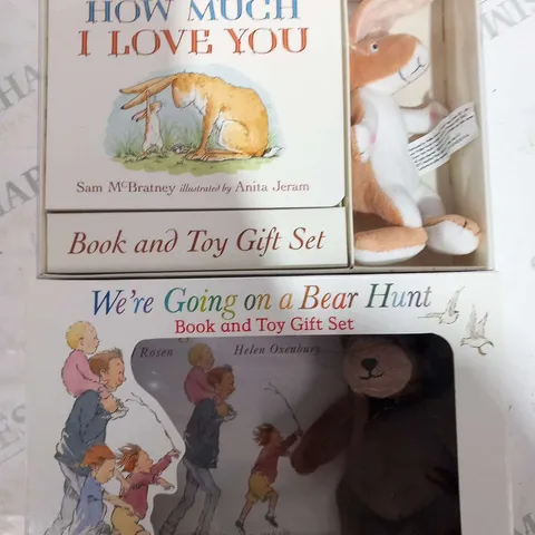 APPROXIMATELY 20 BOOK AND TOY GIFT SETS TO INCLUDE; GUESS HOW MUCH I LOVE YOU AND WE'RE GOING ON A BEAR HUNT