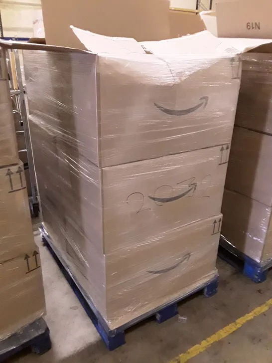 PALLET OF 6 BOXES CONTAINING ASSORTED PRODUCTS INCLUDING HANGING VACUUM STORAGE BAGS, HYDROPONIC MIX, 3D SLEEP MASK, DESK LAMP, HAIR CLIPS, FLOWER POTS
