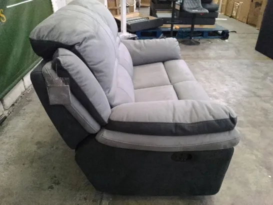 QUALITY DESIGNER MANUAL RECLINER 2 SEATER SOFA - GREY/BLACK FABRIC