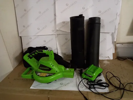 GREENWORKS CORDLESS VACUUM CLEANER AND LEAF BLOWER